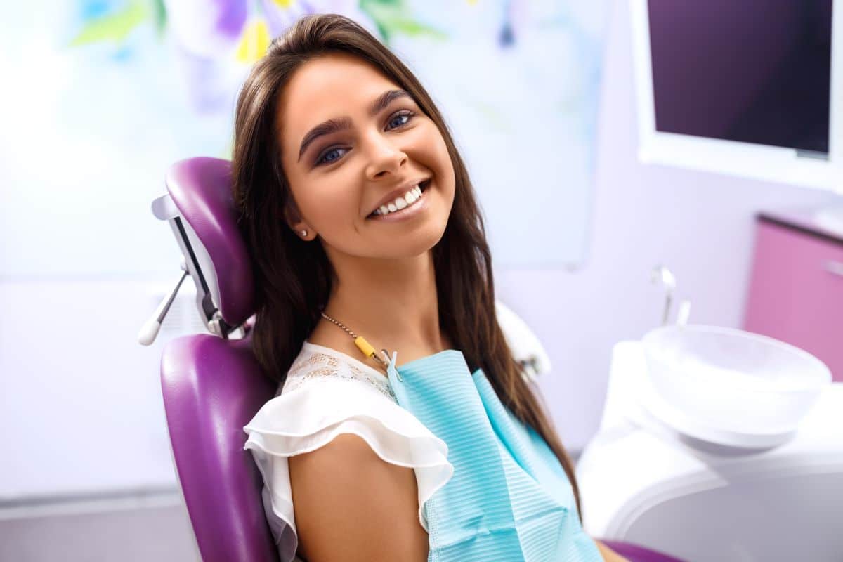 Woman with great oral health smiling.